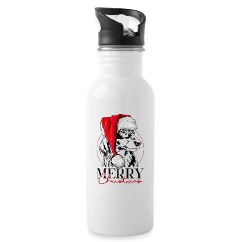 Santa LANGHAARDACKEL Merry Christmas Hund Wilsigns - Trinkflasche mit integriertem Trinkhalm - Weiß - Rechts