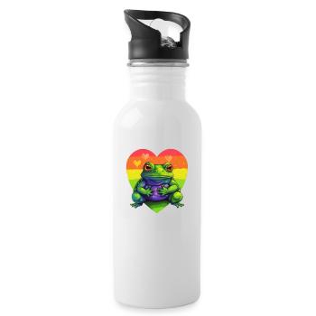 LGBTQIA+ Frog - Water bottle with straw - white - Right