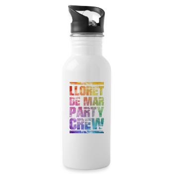 Lloret De Mar Party Crew Bunt - Trinkflasche mit integriertem Trinkhalm - Weiß - Rechts