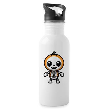 Squelette Halloween Kawaii - Gourde avec paille intégrée - blanc - Droite