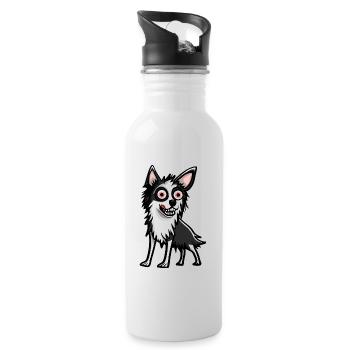 Border Collie Chien Halloween Animal - Gourde avec paille intégrée - blanc - Droite