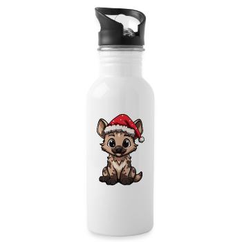 Hyène Noël mignon - Gourde avec paille intégrée - blanc - Droite