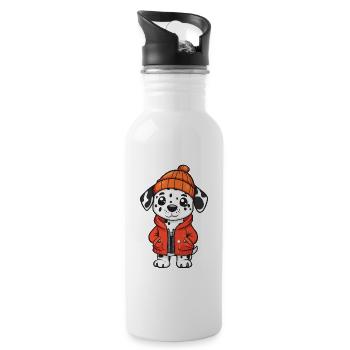 Dalmatian Dog Stylish - Water bottle with straw - white - Right
