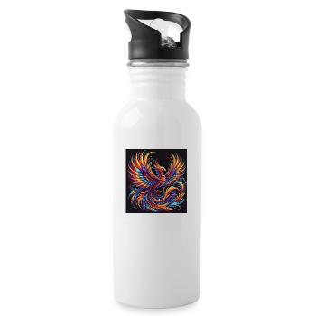 Erhebe dich wie der Phönix aus der Asche - Trinkflasche mit integriertem Trinkhalm - Weiß - Rechts
