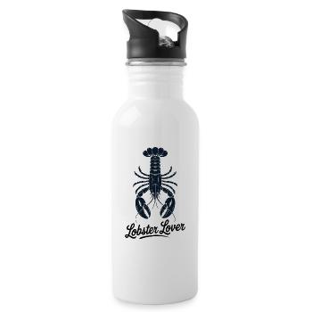 Humor Sea Crustacean Loves Lobster - Water bottle with straw - white - Right