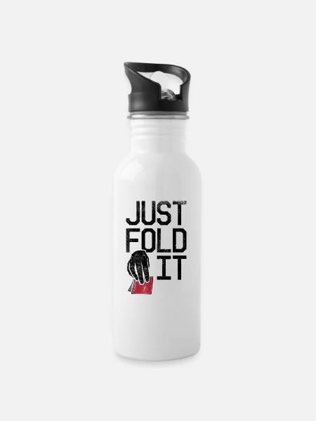 Just Fold It Pokerspieler - Trinkflasche mit integriertem Trinkhalm - Weiß