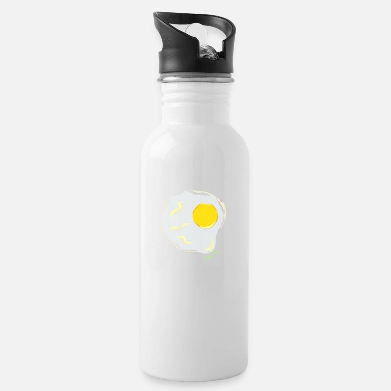 Fried egg - Water bottle with straw - white