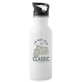 nicht alt Ich bin klassisches T-Shirt Motorrad - Trinkflasche mit integriertem Trinkhalm - Weiß - Rechts