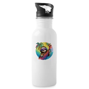 Cool Sloth Gift Holiday Late Riser - Water bottle with straw - white - Right