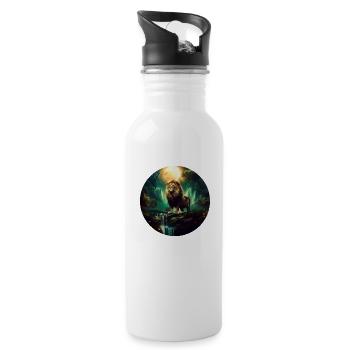 Majestueux Lion Roi des Animaux Cadeau Lion - Gourde avec paille intégrée - blanc - Droite