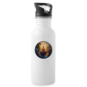 Meditation Lotus Reinheit Weisheit Mitgefühl - Trinkflasche mit integriertem Trinkhalm - Weiß - Rechts