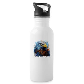 Eagle Golden Eagle King of the Skies Gift Alps - Water bottle with straw - white - Right