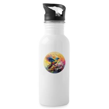 Vogel Singvogel Geschenk für Vogel Fans Natur - Trinkflasche mit integriertem Trinkhalm - Weiß - Rechts