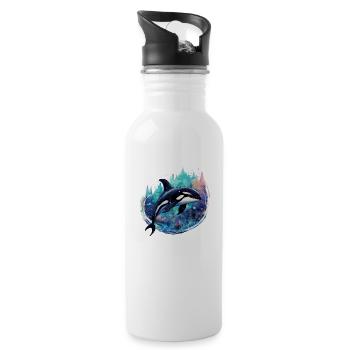Orque pour les fans d’animaux marins, cadeau de vacances baleine - Gourde avec paille intégrée - blanc - Droite