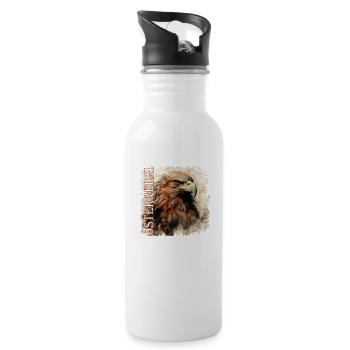 Österreich mit Kunst Adler, Geschenk Österreich - Trinkflasche mit integriertem Trinkhalm - Weiß - Rechts