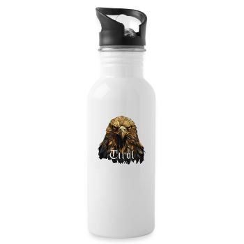 Tyrol Eagle's Head, loyalty to the state of Tyrol, Alps - Water bottle with straw - white - Right