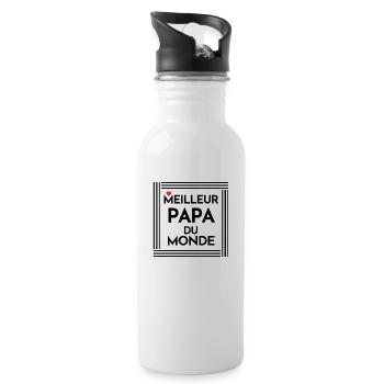 Der beste Vater der Welt, Vatertag - Trinkflasche mit integriertem Trinkhalm - Weiß - Rechts