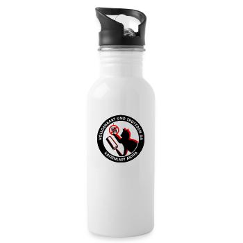 Full of hair and still there: CAT LADY ANTIFA - Water bottle with straw - white - Right