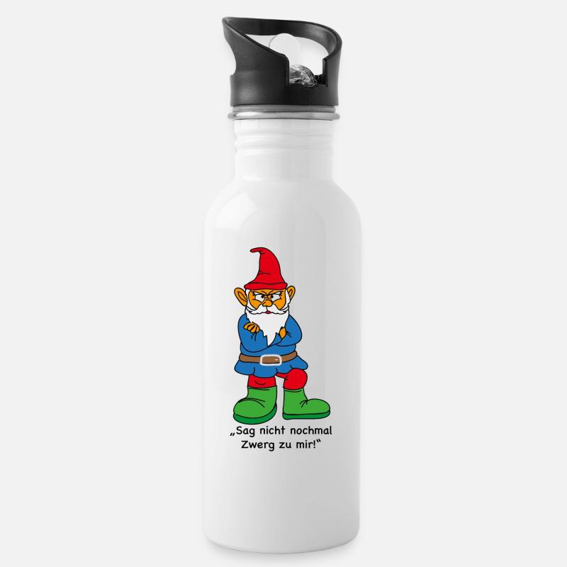 Wütender Zwerg - Trinkflasche mit integriertem Trinkhalm - Weiß