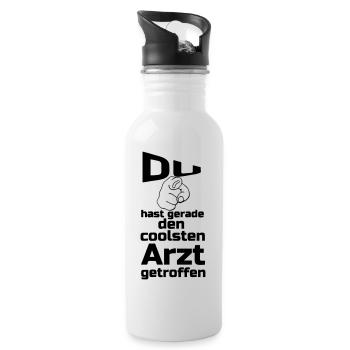 Coolster Arzt Geschenk - Trinkflasche mit integriertem Trinkhalm - Weiß - Rechts