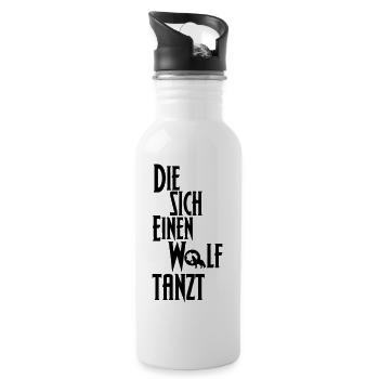 Die sich einen Wolf tanzt Tanz Tanzen Geschenk - Trinkflasche mit integriertem Trinkhalm - Weiß - Rechts