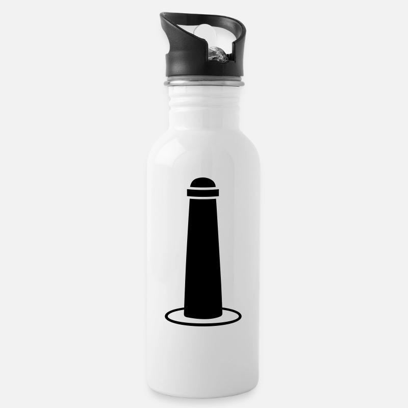 Straßenpoller - Trinkflasche mit integriertem Trinkhalm - Weiß