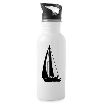 sailboat surfer surfing - Water bottle with straw - white - Right