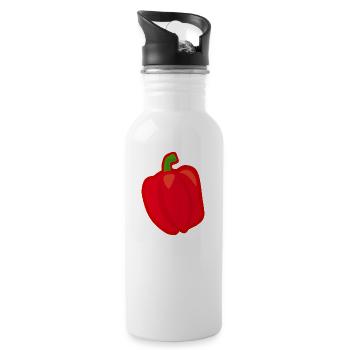 paprika chilli chili pepper citrus veggie vegetable - Water bottle with straw - white - Right