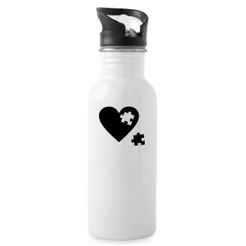 Herz Puzzle - Trinkflasche mit integriertem Trinkhalm - Weiß - Rechts