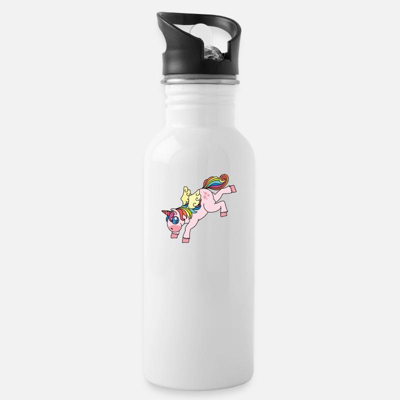 Licorne et licorne - Gourde avec paille intégrée - blanc