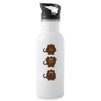 3 Affen - Trinkflasche mit integriertem Trinkhalm - Weiß - Rechts