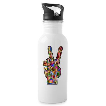 weltfrieden auf erden world peace on earth love30 - Trinkflasche mit integriertem Trinkhalm - Weiß - Rechts