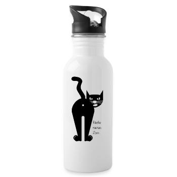 Katze Lustig Rieche meinen Zorn - Trinkflasche mit integriertem Trinkhalm - Weiß - Rechts