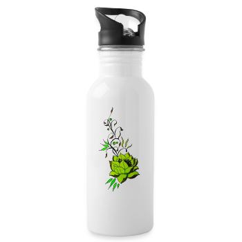 Leuchtende Sukkulente Ranken - Trinkflasche mit integriertem Trinkhalm - Weiß - Rechts