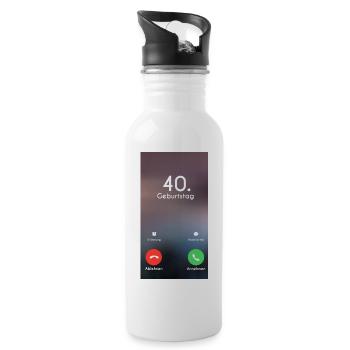 40th Birthday Phone Call Call - Water bottle with straw - white - Right