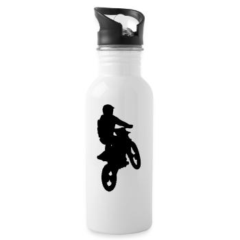 Motocross - Trinkflasche mit integriertem Trinkhalm - Weiß - Rechts
