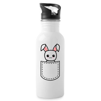 lapin dans une poche - Gourde avec paille intégrée - blanc - Droite