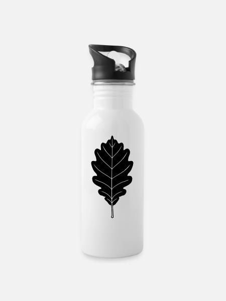 Oak Leaf - Trinkflasche mit integriertem Trinkhalm - Weiß