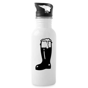 Bierstiefel / beer boot glass (1c) - Trinkflasche mit integriertem Trinkhalm - Weiß - Rechts