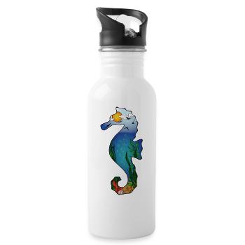 Silhouette hippocampe - Gourde avec paille intégrée - blanc - Droite