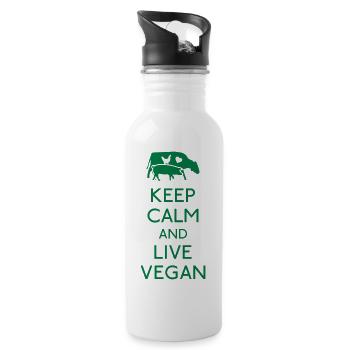 Keep Calm live vegan - Gourde avec paille intégrée - blanc - Droite