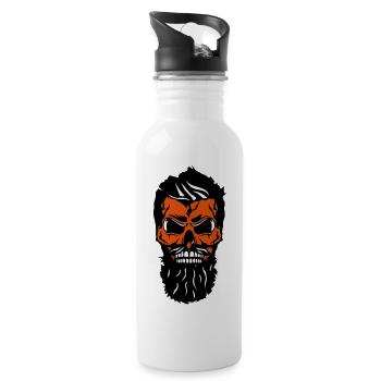 tete de mort hipster crane barbe moustache 2 - Gourde avec paille intégrée - blanc - Droite