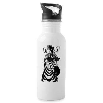 Zebra with sunglasses - Water bottle with straw - white - Right