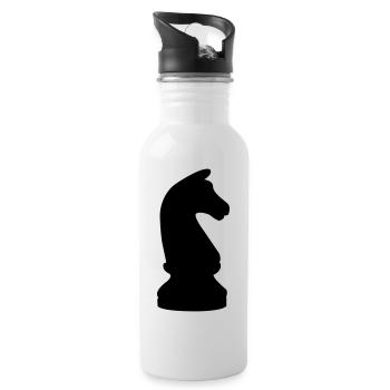 schach_pferd - Trinkflasche mit integriertem Trinkhalm - Weiß - Rechts