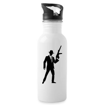 gangster_01 - Trinkflasche mit integriertem Trinkhalm - Weiß - Rechts