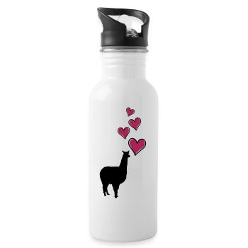 lama herzen - Trinkflasche mit integriertem Trinkhalm - Weiß - Rechts