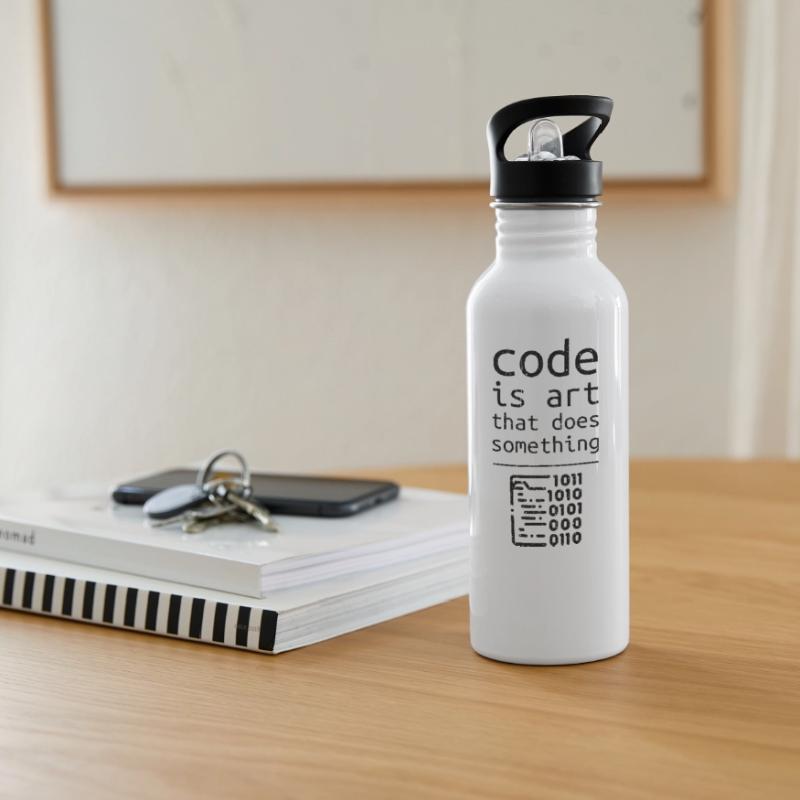 Code Coder Entwickler Programmierer Geschenk Trinkflasche mit integriertem Trinkhalm