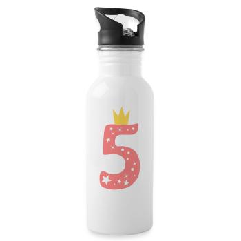 Numéro 5 avec couronne - Gourde avec paille intégrée - blanc - Droite