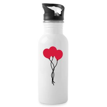 Rote Ballons / Red balloons / ballons rouge - Trinkflasche mit integriertem Trinkhalm - Weiß - Rechts