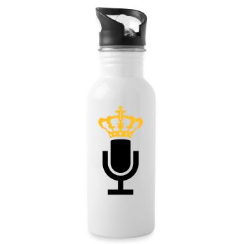 King Mikrofon Icon - Trinkflasche mit integriertem Trinkhalm - Weiß - Rechts